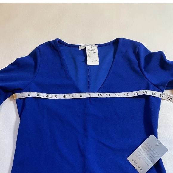 NWT Nordstrom Vanity Room Layered Bell Sleeve V Neck Royal Blue A-Line Dress - Picture 4 of 9